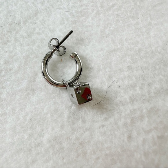 Coach NWT Mini Dice Hoop Charm Earring in Silver, Single Earring - Picture 5 of 10